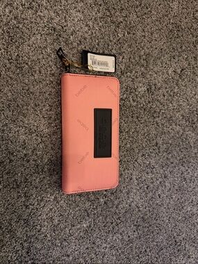 bebe Coral Pink Zip-Around Phone Wallet Case with Logo Patch